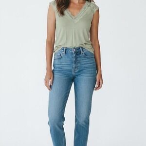 Sage Green Blouse Lace POL XS oversized